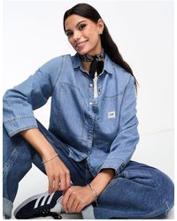 Lee Jeans - Camisa vaquera azul medio con detalle tipo worker - Lyst