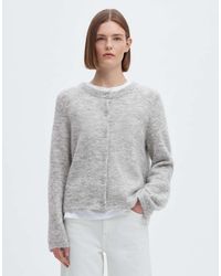 SELECTED - Lulu Ribbed Crew Neck Wool-Blend Knitted Cardigan - Lyst
