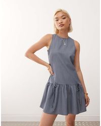 Noisy May - Sleeveless Drop Hem Mini Dress With Bow Details - Lyst