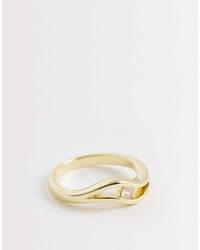 ASOS - – zarter, er ring mit wellen-design und zirkonia-schmuckstein - Lyst