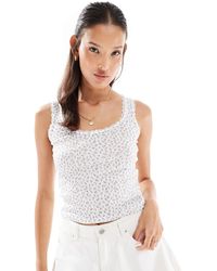 Miss Selfridge - Lace Trim Pointelle Vest - Lyst