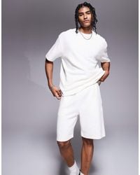 River Island - Pantalones Cortos De Tejido Texturizado De (Parte De Un Conjunto)-Blanco - Lyst