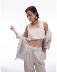 TOPSHOP - Co-ord Linen Tailored Bralet With Exposed Lining - Lyst