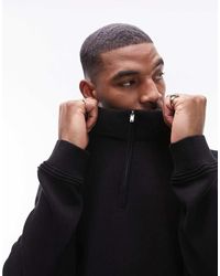 TOPMAN - Essentials 1/4 Zip Sweater - Lyst