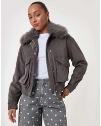 Threadbare - Faux Suede Fur Collared Jacket - Lyst
