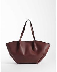 ASOS - Maxi Borsa Doppiata Bordeaux Con Dettaglio Cuciture - Lyst