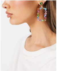 Krystal London Krystal Swarovski Rainbow Statement Earrings - Multicolour