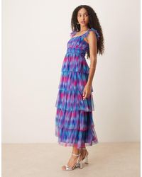ANAYA - Abstract Watercolour Tiered Midaxi Dress - Lyst