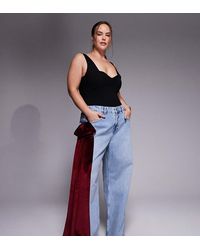 ASOS - Curve Wide Leg Jeans With 3D Velvet Bow Detail - Lyst