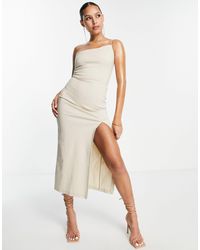 Vesper - One Shoulder Cami Strap Midi Dress With Thigh Split - Lyst