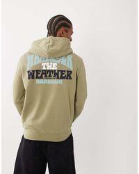 Barbour - Fields Graphic Logo Hoodie With Back Print - Lyst