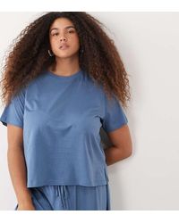 ASOS - Asos Design Curve Mix & Match Cotton Pajama Oversized Tee With Side Slits - Lyst