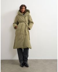 TOPSHOP - Longline Hooded Puffer Jacket - Lyst
