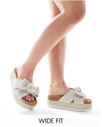 ASOS - Wide Fit Thankful Bow Detail Flatform Sandals - Lyst