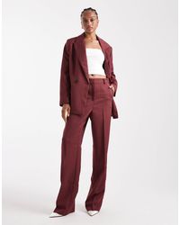 Vero Moda - Pantalon d'ensemble habillé ample à chevrons - bordeaux - Lyst