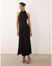 Mango - Halterneck Backless Maxi Dress - Lyst