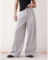 Monki - High Waist Wide Leg Trousers With Front Pleat - Lyst
