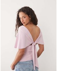 ASOS - Polyamide Plunge Sleeveless Tie Back Cinch Top - Lyst