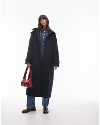 TOPSHOP - Tab Belted Car Coat Twill - Lyst