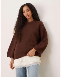ASOS - Fluffy Wide Sleeve Knit Sweater With Wool - Lyst
