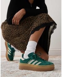adidas Originals - Zapatillas De Deporte Verdes Con Plataforma Y Detalles Blancos De Croché Gazelle Bold De - Lyst