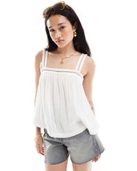 ASOS - Crinkle Cami Top With Lace Insert Detail And Tie Back - Lyst