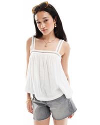 ASOS - Crinkle Cami Top With Lace Insert Detail And Tie Back - Lyst