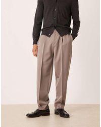 ASOS - Pantalones De Vestir De Corte Tapered Extragrande Con Pinzas Delanteras Y Cinturilla Elástica De - Lyst
