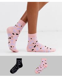 ASOS 2 Pack 80s Ankle Socks - Multicolour