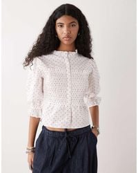 Collusion - Shirred Polka Dot Blouse - Lyst