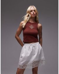 TOPSHOP - Tie Waist Mini Skirt With Floral Lace Hem - Lyst