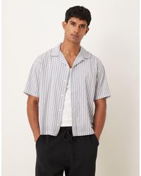 Abercrombie & Fitch - Camisa Azul A Rayas De Manga Corta De Sirsaca De - Lyst