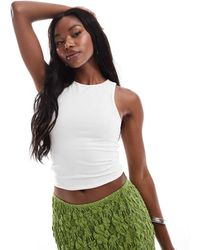 ASOS - Canotta Bianca Doppio Strato Con Scollo A Vogatore - Lyst