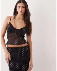 ASOS - Paneled Polka Dot Mesh Cami Top Co-ord - Lyst