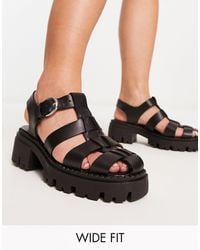 ASOS - Wide Fit Minnow Leather Fisherman Flat Shoes - Lyst
