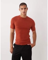 ASOS - Essential Muscle Fit Fine Rib Knit Crew Neck - Lyst