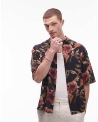 TOPMAN - Short Sleeve Floral Printed Shirt - Lyst