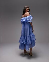 & Other Stories - Vestito Con Gonna Al Polpaccio Con Spalle Scoperte E Volant Doppio - Lyst