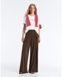 Oysho - Modal Blend Straight-Leg Trousers With Side Pleat - Lyst