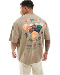 ASOS - Camiseta marrón extragrande con estampado deportivo en la espalda - Lyst