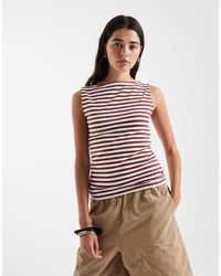 New Look - Stripe Boat Neck Tank Top - Lyst