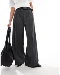 Monki - High Waist Wide Leg Tailored Trousers - Lyst