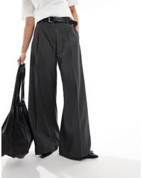 Monki - High Waist Wide Leg Tailored Trousers - Lyst