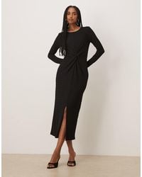 Vila - Textured Midi Dress With Twist Detail - Lyst