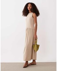 ASOS - Rib Mix Midi Dress With Drop Waist - Lyst