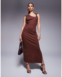 ASOS - Rib Knitted Midi Dress With Hardware Detail - Lyst