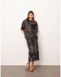 ARRANGE - Falda Larga Negra Traslúcida Con Patrón De Cuadrícula De Lentejuelas De (Parte De Un Conjunto) - Lyst