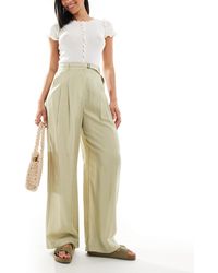 New Look - Pantalon ample avec ceinture - kaki clair - Lyst