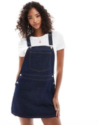 ASOS - Denim Dungaree Micro Mini Dress - Lyst