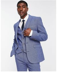 ASOS - Wedding - giacca skinny da abito azzurra con motivo a spina di pesce - Lyst